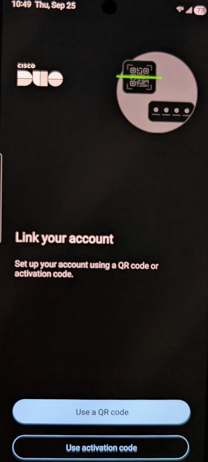 Duo QR code Screen