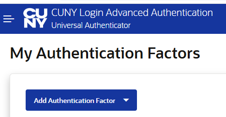 My Authentication factors screen