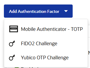 Authenticator Drop down options